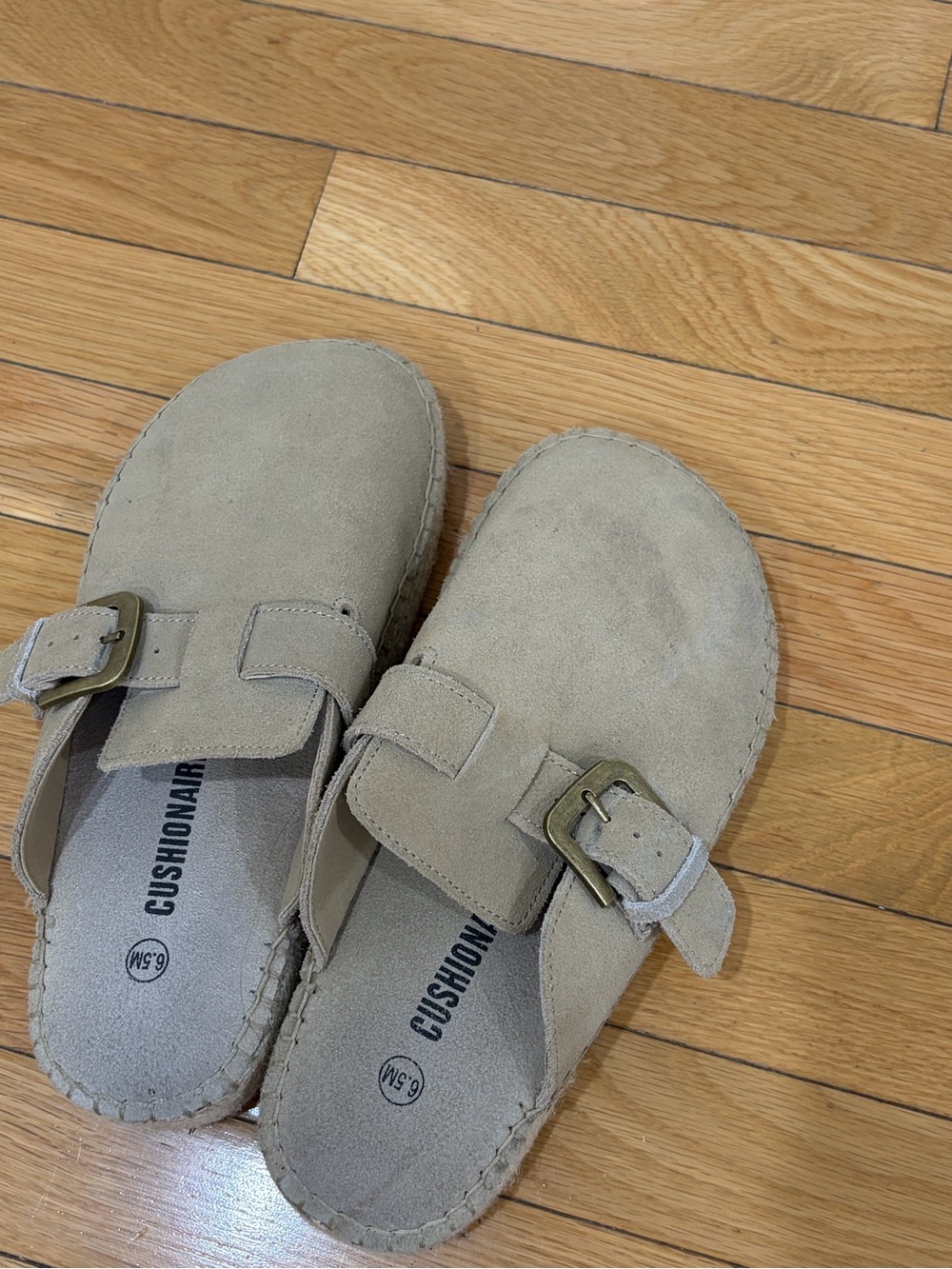 Cushionaire  Suede Slip-On Clogs in Light Taupe